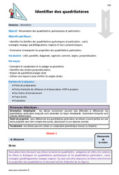 Séquence - Fiche de préparation Identifier des quadrilatères - Séquence - Fiche de préparation : 4eme, 5eme Primaire - PDF à imprimer