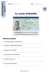 La carte d’identité - Lecture compréhension : 4eme Primaire - PDF à imprimer