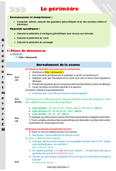 Périmètre - Séquence - Fiche de préparation : 4eme Primaire - PDF à imprimer