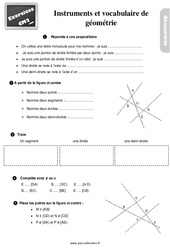 Instruments et le vocabulaire de géométrie - Exercices, révisions : 5eme Primaire - PDF à imprimer