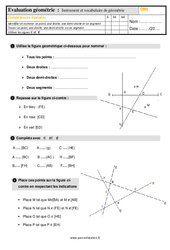 Instruments et le vocabulaire de géométrie - Évaluation, bilan : 5eme Primaire - PDF à imprimer