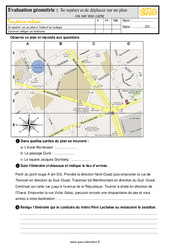 Évaluation, bilan sur se déplacer et se repérer sur une carte ou sur un plan au avec la correction : 5eme Primaire