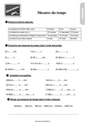 Mesures du temps - Exercices, révisions : 5eme Primaire - PDF à imprimer