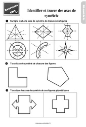 Exercices, révisions sur identifier et tracer des axes de symétrie au avec les corrections : 5eme Primaire
