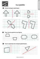 Compléter des figures symétriques - Exercices, révisions : 5eme Primaire - PDF à imprimer