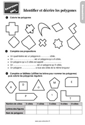 Exercices, révisions sur décrire et reconnaitre des polygones au  avec les corrections : 5eme Primaire