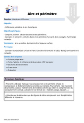 Aire et périmètre - Séquence - Fiche de préparation : 5eme Primaire - PDF à imprimer