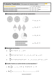 Décomposer les fractions simples au  - Examen Evaluation avec la correction : 5eme Primaire