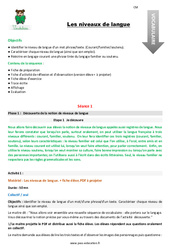 Les niveaux de langue - Fiche de préparation : 4eme Primaire - PDF à imprimer