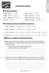 Calcul de durées - Exercices, révisions : 5eme Primaire - PDF à imprimer