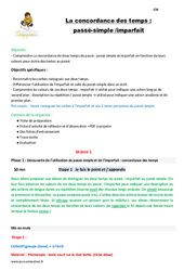 La concordance des temps - Fiches passé - simple et imparfait - Séquence - Fiche de préparation : 5eme Primaire - PDF à imprimer