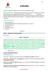 Séquence - Fiche de préparation L’adverbe - Séquence - Fiche de préparation : 4eme Primaire - PDF à imprimer