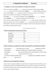 Imparfait de l'indicatif - Exercices - Conjugaison : 5eme Primaire - PDF à imprimer