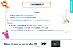 Infinitif - Cours, Leçon, trace écrite : 3eme Primaire <small style='color:inherit;'>(téléchargement gratuit)</small>