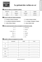 Les verbes en - er au présent - Exercices, révisions : 3eme Primaire - PDF à imprimer