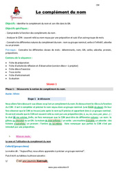 Le complément du nom - Séquence - Fiche de préparation : 5eme Primaire - PDF à imprimer