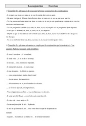 Conjonction - Exercices - Grammaire : 5eme Primaire