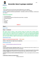 Accorder dans le groupe nominal - Séquence - Fiche de préparation : 4eme Primaire - PDF à imprimer