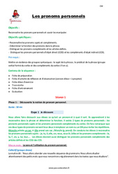 Les pronoms personnels - Séquence - Fiche de préparation : 5eme Primaire - PDF à imprimer