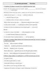 Pronom personnel - Exercices - Grammaire : 5eme Primaire - PDF à imprimer