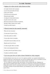 Verbe - Exercices - Grammaire : 5eme Primaire - PDF à imprimer