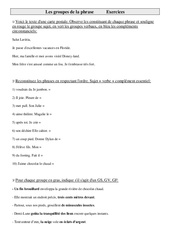 Groupes de la phrase - Exercices - Grammaire : 5eme Primaire - PDF à imprimer