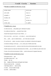 Exercices d’orthographe  - Fiches C ou QU - G ou Gu : 5eme Primaire - PDF à imprimer