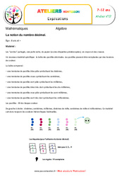 La notion du nombre décimal - Algèbre - Montessori - Atelier 17 : 3eme, 4eme, 5eme Primaire - PDF à imprimer