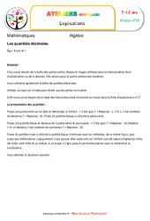 Les quantités décimales - Algèbre - Montessori - Atelier 19 : 3eme, 4eme, 5eme Primaire - PDF à imprimer