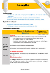 Le mythe - Rédaction - Production d'écrit - Séquence - Fiche de préparation : 4eme, 5eme Primaire - PDF à imprimer