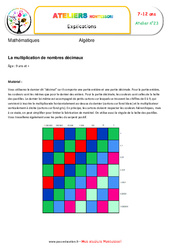 La multiplication de nombres décimaux - Algèbre - Montessori - Atelier 23 : 3eme, 4eme, 5eme Primaire - PDF à imprimer