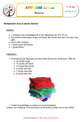 La multiplication de nombres décimaux - Algèbre - Montessori - Liste des matériaux : 3eme, 4eme, 5eme Primaire - PDF à imprimer