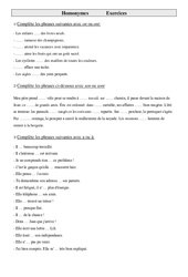 Homonymes - Exercices - Orthographe : 5eme Primaire - PDF à imprimer