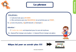 La phrase - Cours, Leçon, trace écrite : 3eme Primaire - PDF gratuit à imprimer