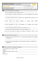 La ponctuation - Évaluation, bilan : 3eme Primaire - PDF à imprimer