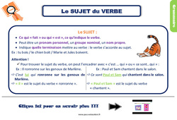 Le sujet du verbe - Cours, Leçon, trace écrite : 3eme Primaire - PDF gratuit à imprimer