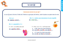 Son [J] - Cours, Leçon, trace écrite : 3eme Primaire <small style='color:inherit;'>(téléchargement gratuit)</small>