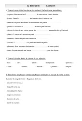 Dérivation - Exercices - Vocabulaire : 5eme Primaire - PDF à imprimer