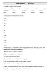 Dictionnaire - Exercices - Vocabulaire : 5eme Primaire - PDF à imprimer