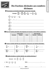 Passer des fractions décimales aux nombres décimaux - Exercices : 4eme Primaire - PDF à imprimer