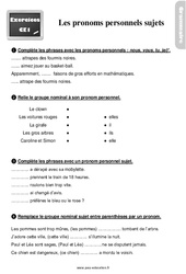 Les pronoms personnels sujets - Exercices, révisions : 2eme Primaire - PDF à imprimer
