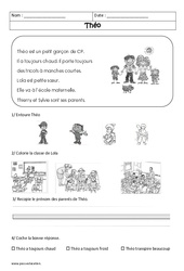 Théo - Récit - Lecture : 1ere Primaire - PDF à imprimer