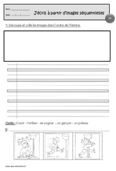Images séquentielles - Exercices - Production d'écrit : 1ere Primaire - PDF à imprimer