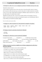 Présent de l'indicatif être et avoir - Exercices - Conjugaison - Français : 4eme Primaire - PDF à imprimer