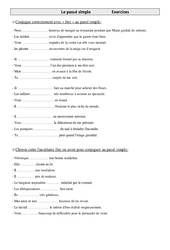 Passé simple - Exercices - Conjugaison : 4eme Primaire - PDF à imprimer