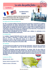 La statue de la Liberté - Fiches valeurs de la république française - Lecture pluridisciplinaire : 4eme, 5eme Primaire - PDF à imprimer