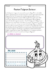 Gaston l’oignon facteur - 1 histoire 1 problème : 3eme Primaire - PDF à imprimer