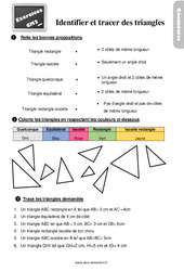 Exercices, révisions sur identifier et tracer des triangles au  avec les corrections : 5eme Primaire