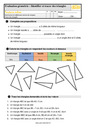 Identifier et tracer des triangles - Évaluation, bilan : 5eme Primaire - PDF à imprimer