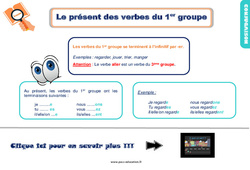 Présent des verbes du 1er groupe - Cours, Leçon, trace écrite : 2eme Primaire - PDF gratuit à imprimer